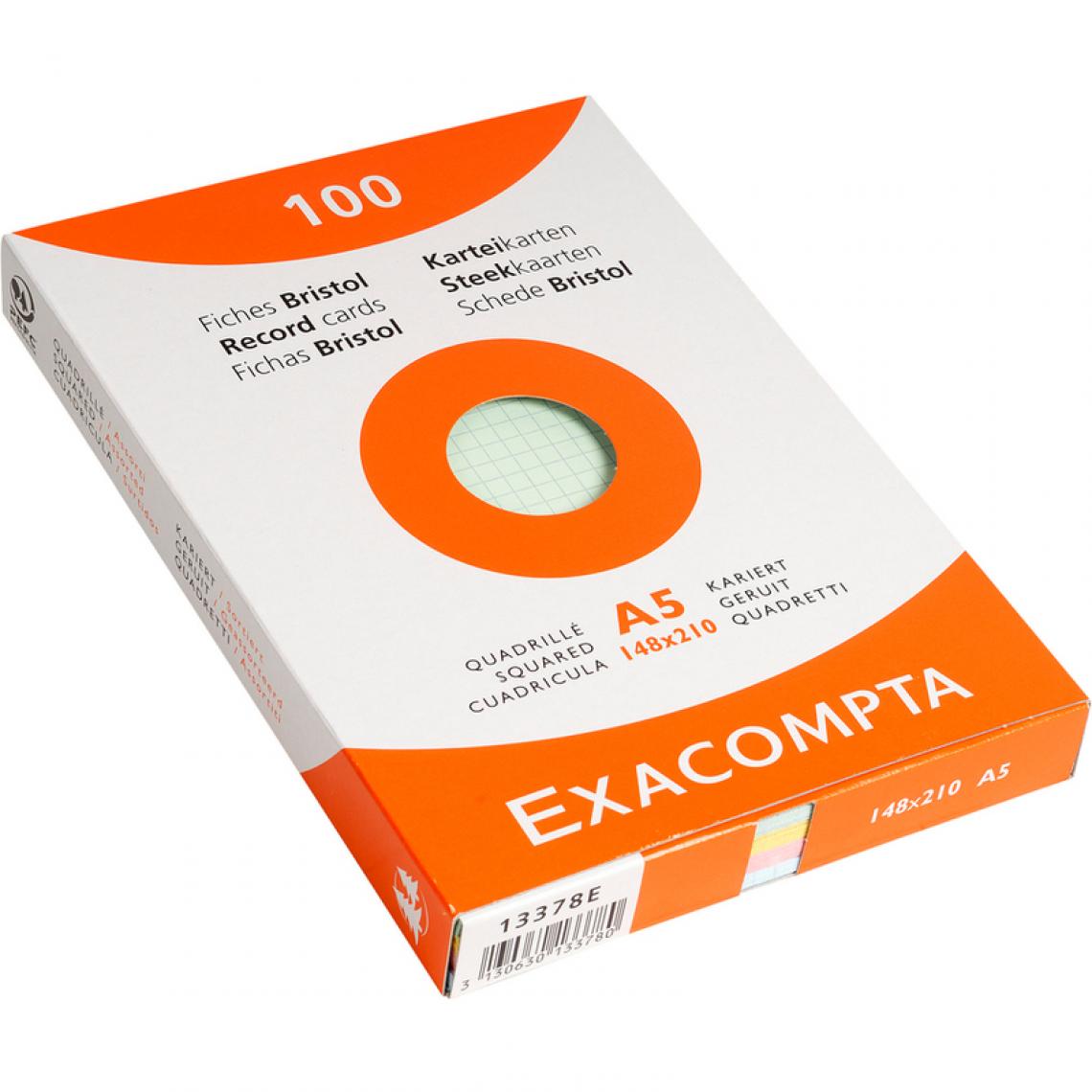 Exacompta - EXACOMPTA Fiches bristol, A5, quadrillé, assorti () - Accessoires Bureau