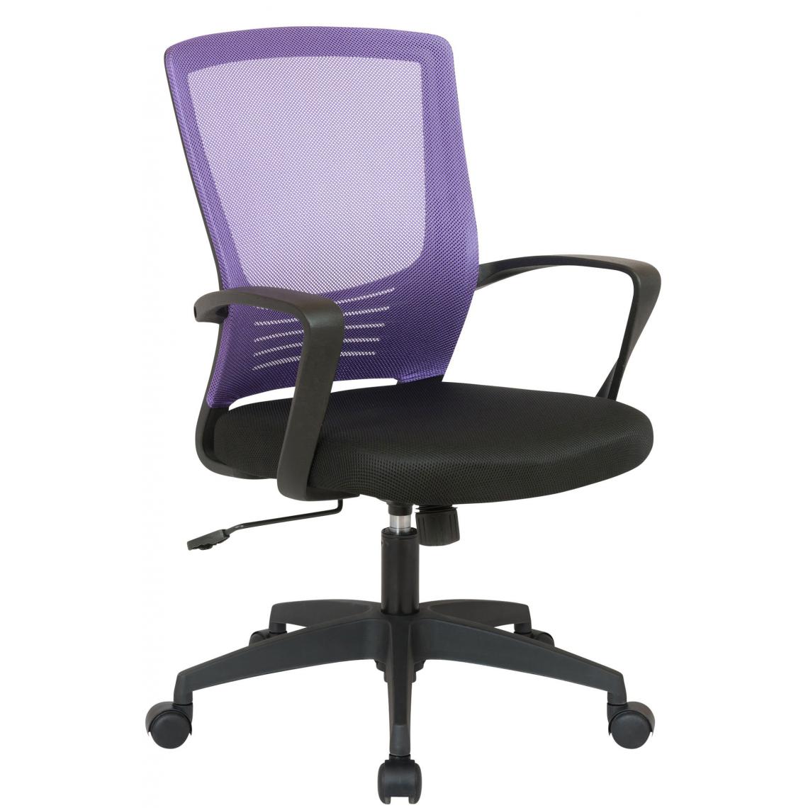 Decoshop26 - Chaise fauteuil de bureau sur roulettes en maille violet et noir réglable avec accoudoirs BUR10362 - Bureaux