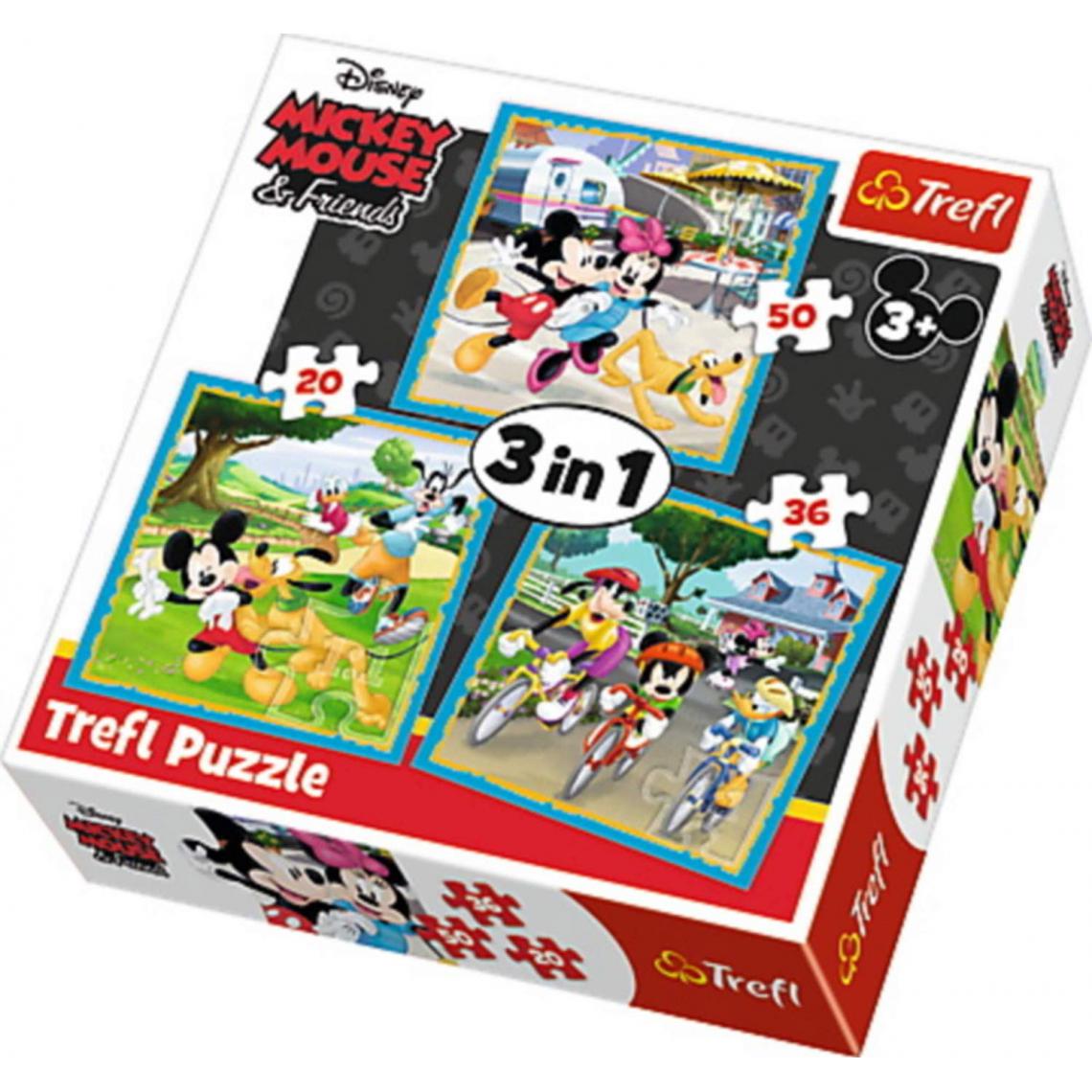 Trefl - trefl- Puzzle 3 en 1 modèle Minnie&Mickey Mouse 20-36-50 pièces, 34846, Multicolore - Animaux