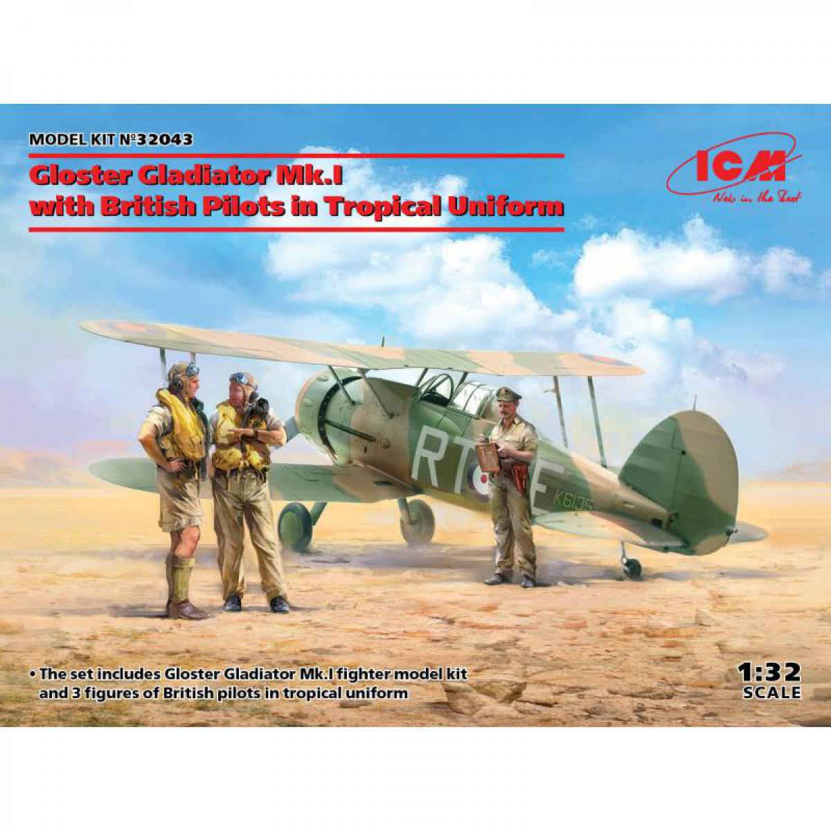 Icm - Maquette Avion Gloster Gladiator Mk.i With British Pilots In Tropical Uniform - Avions