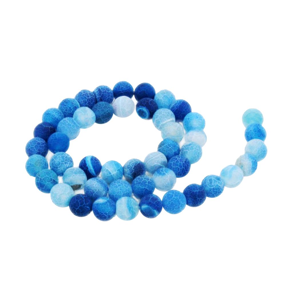 marque generique - 1 brin 8mm rond altération pierre givrée lâche perles bricolage artisanat bleu - Perles