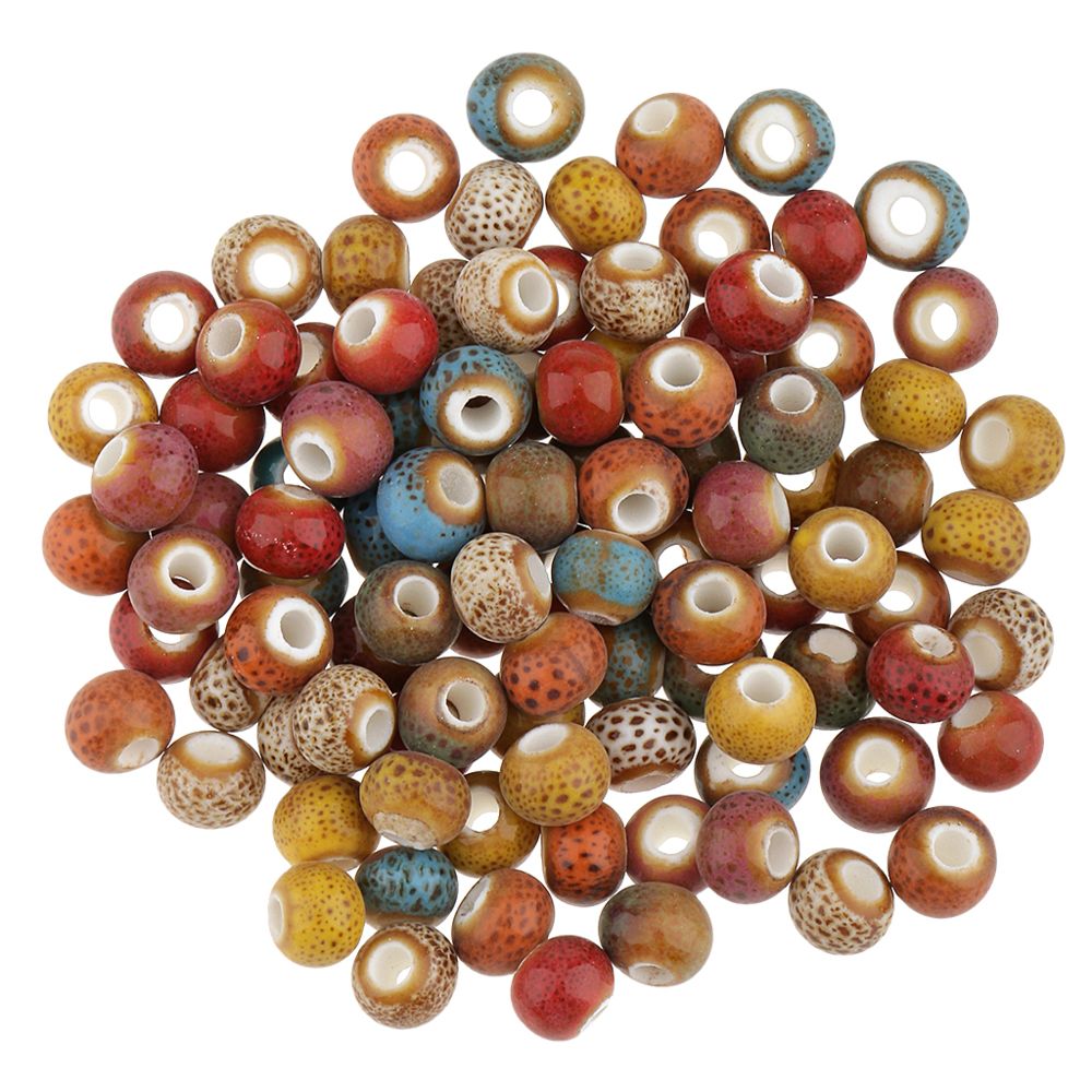 marque generique - 100 couleurs vintage 6mm perles en céramique en vrac charmes pour la fabrication de bijoux couleur 7 - Perles