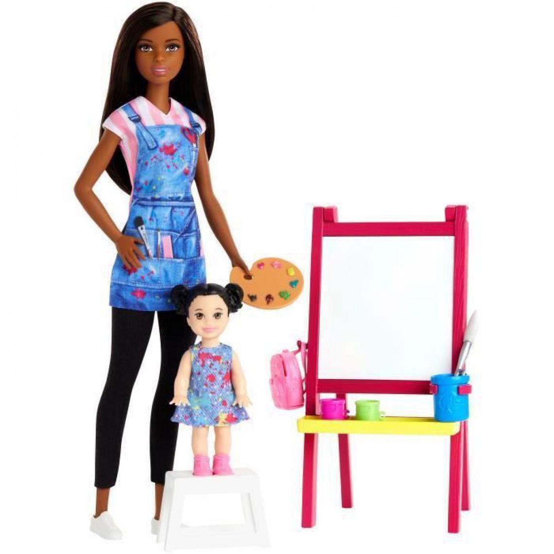 Barbie - BARBIE Professeure dArt Brune - GJM30 - Coffret Poupee Mannequin - 3 ans et + - Poupées