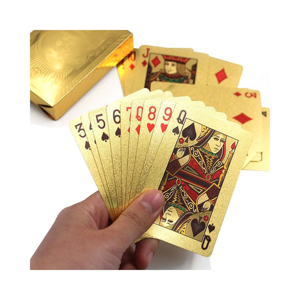 Shop Story - Jeu de 54 cartes plaquées or - Gravé de billets de 100 dollars américain au dos - Jeux de cartes