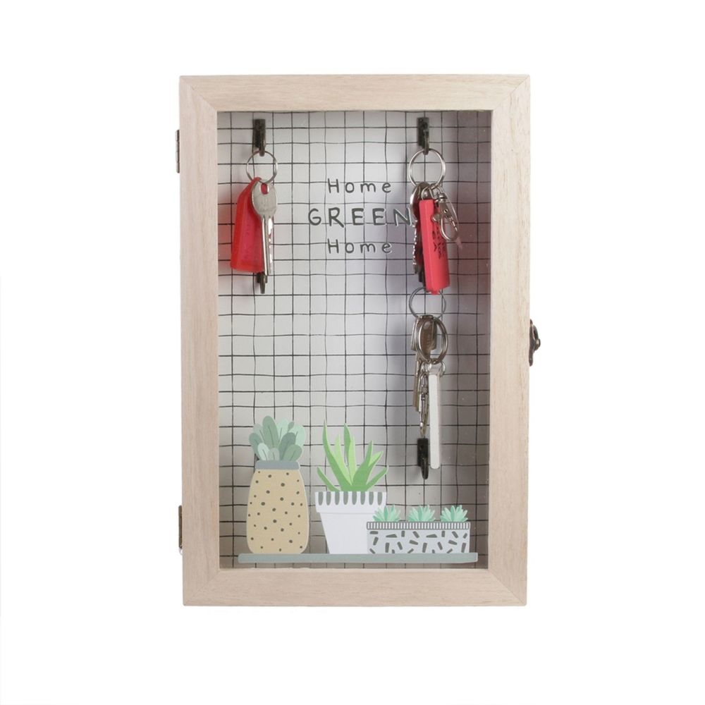 The Home Deco Factory - Boîte à clés en bois Little Market - L. 19 x H. 30 cm - Marron naturel - Armoires à clés