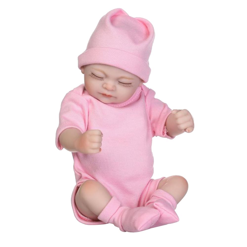 marque generique - 26cm belle silicone souple infantile réaliste bébé nouveau-né poupée en vêtements roses - Poupées