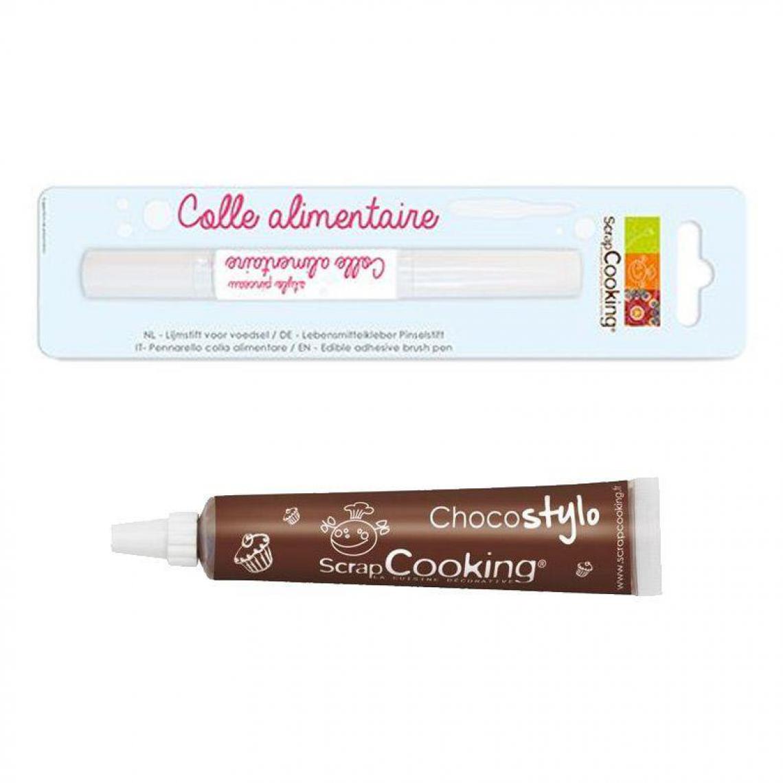 Scrapcooking - Stylo chocolat + Stylo pinceau colle alimentaire - Kits créatifs