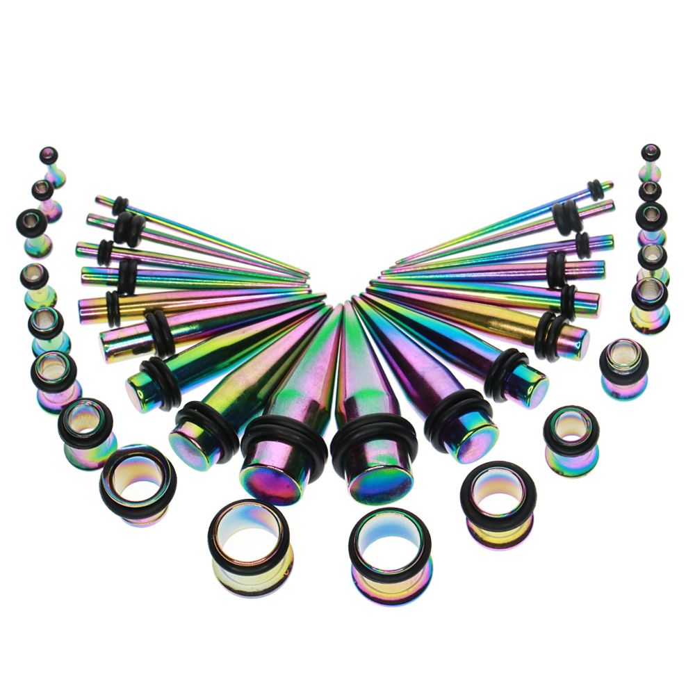 marque generique - 36 pièces jauges d'oreille étirement kit bouchon conique 14g-00g expander multi-couleur - Perles