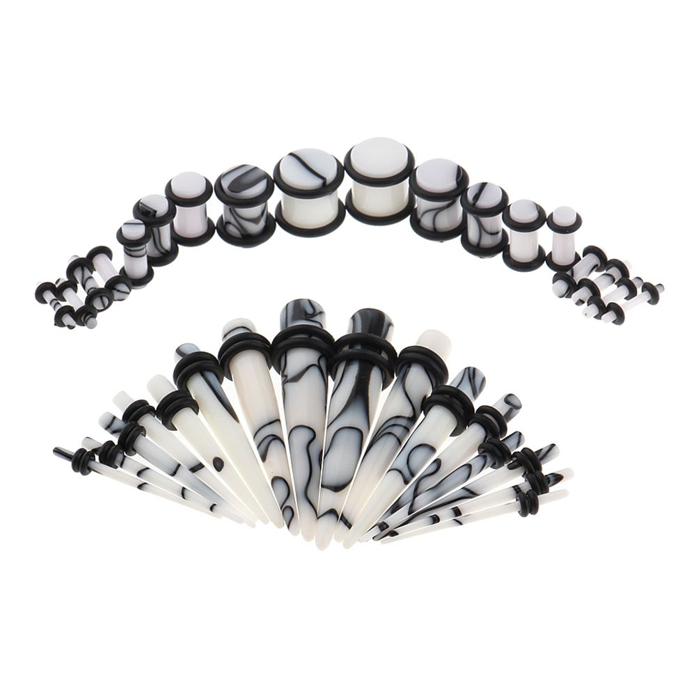 marque generique - 32 pièces jauges d'oreille étirement kit acrylique bouchon conique 14g-0g expander blanc - Perles