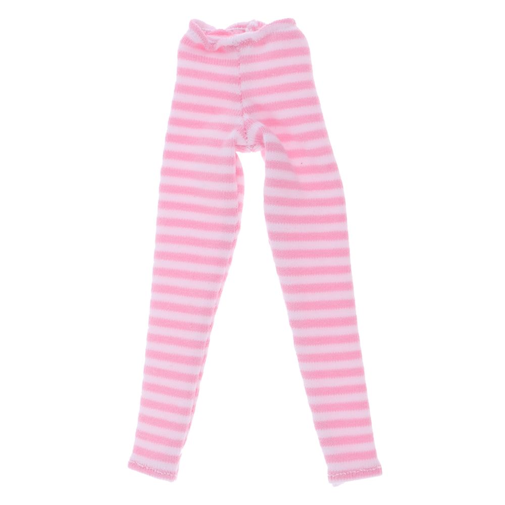 marque generique - leggings à rayures longues chaussettes pantalons habiller pour 12 pouces blythe poupée bjd rose - Poupons