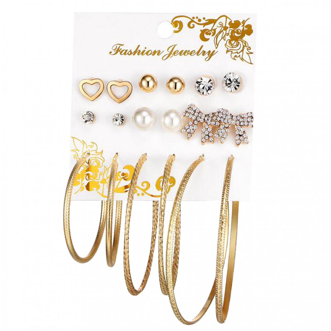 marque generique - Lot de 9 paires de boucles d'oreilles pendantes multiples à suspendre - Perles