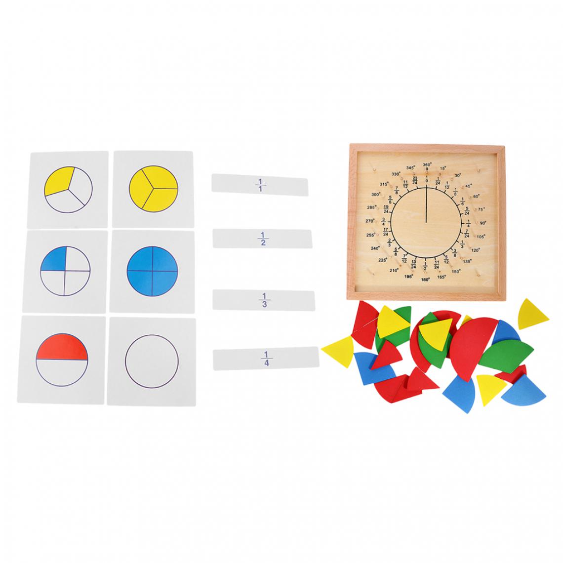 marque generique - Set de Jeu Planche de Fraction Montessori en Bois avec Cartes Nombre - Mathématique Matériaux Jouets Educatifs - Puzzles Enfants