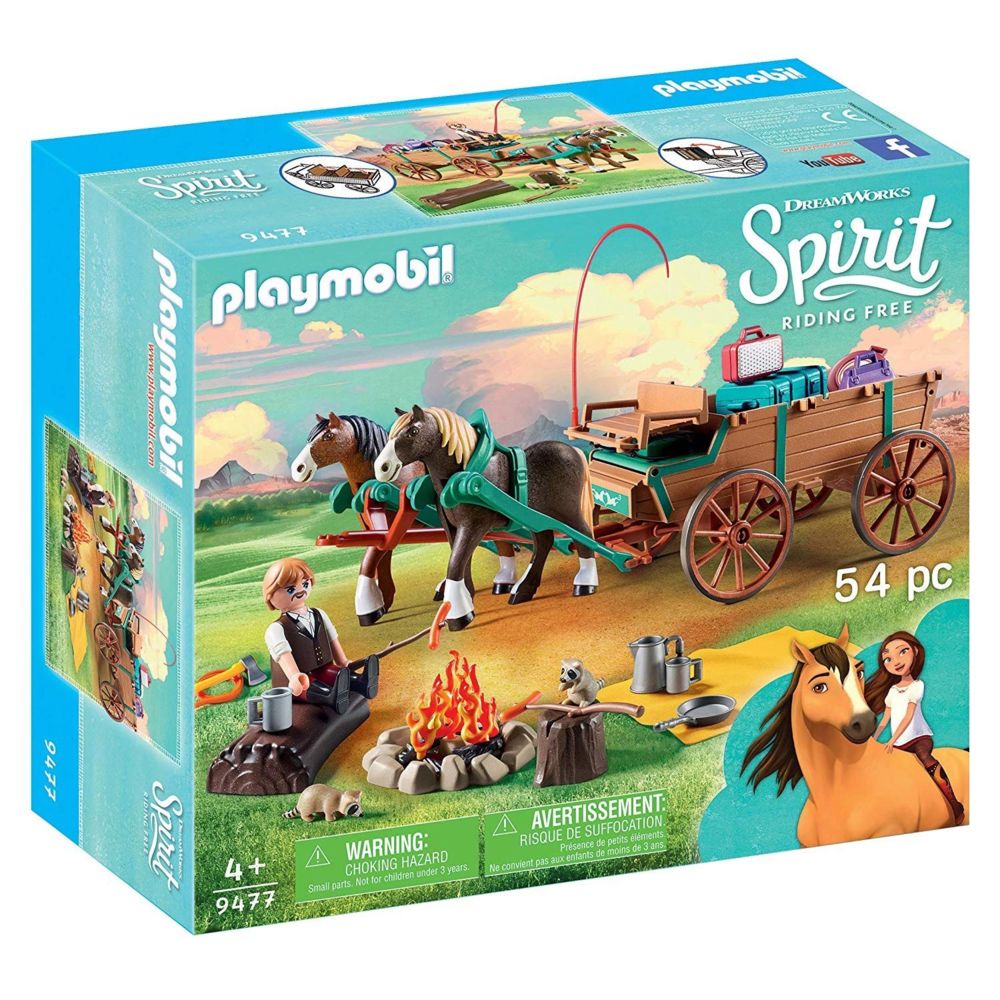 Playmobil - PLAYMOBIL 9477 Spirit Riding Free - Jim et charrette - Playmobil