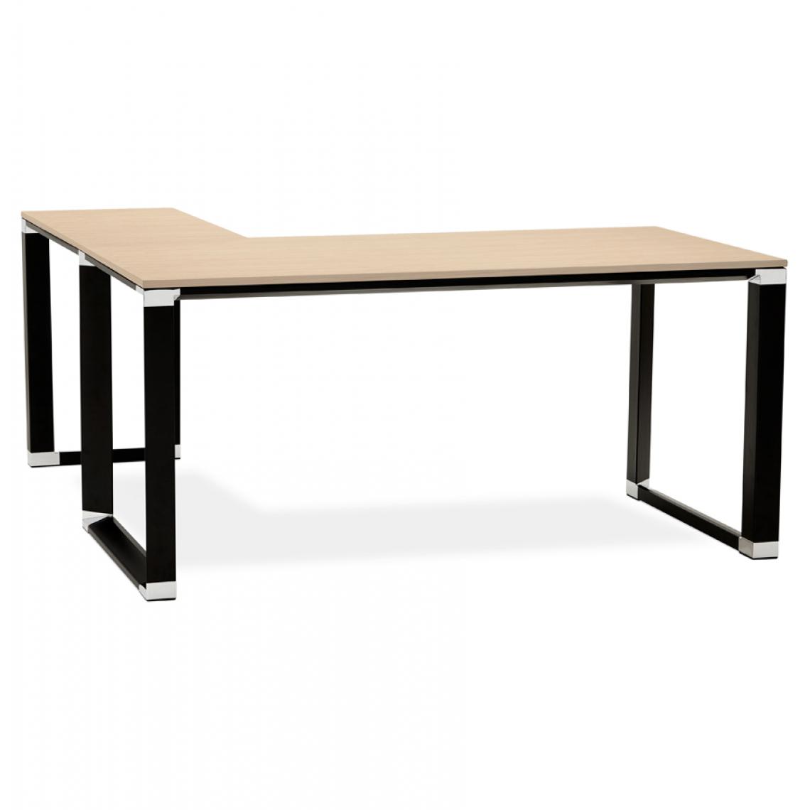 Alterego - Bureau d'angle design 'XLINE' en bois finition naturelle et métal noir (angle au choix) - 160 cm - Bureaux