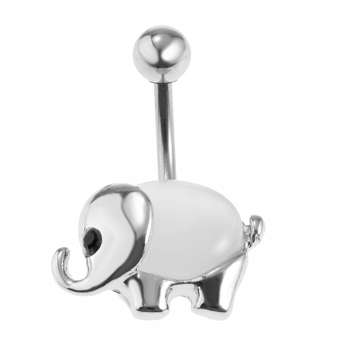 marque generique - Anneau de nombril en cristal d'éléphant en acier inoxydable piercing bijoux argent - Perles