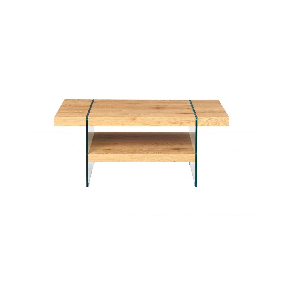 marque generique - Table basse 110x60x45,5 cm avec décor chêne et verre - Bureaux
