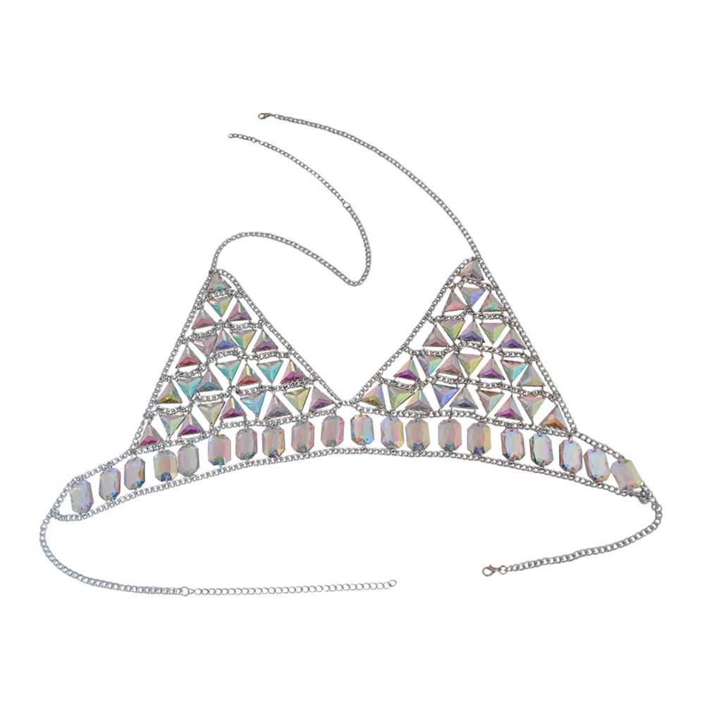 marque generique - Nouveau Harnais Femmes Top Soutien-gorge Bikini Chainmail Lingerie Poitrine Body Chain Silver - Perles