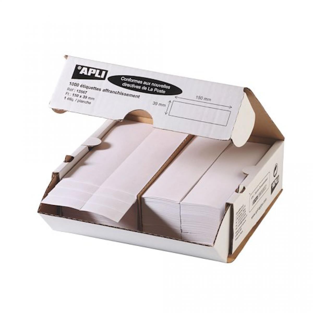 Apli - Etiquette affranchissement 1 de front 150 x 39 mm Apli Agipa blanche - Boîte de 1000 - Accessoires Bureau