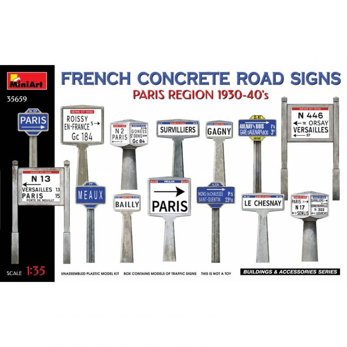 Mini Art - Figurine Mignature French Concrete Road Signs Paris Region 1930-40's - Figurines militaires