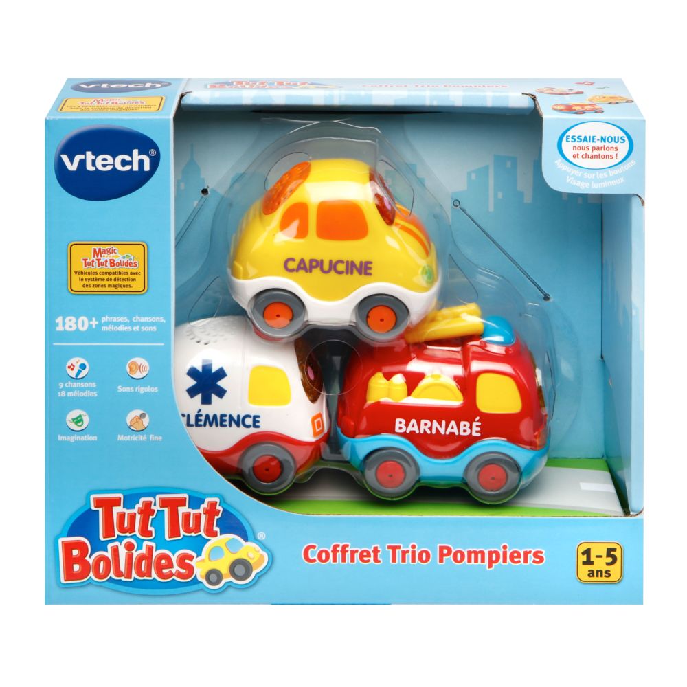 Vtech - Tut Tut Bolides - Coffret trio Pompiers (Pompiers + Ambulance + Citadine) - 205805 - Jeux d'éveil