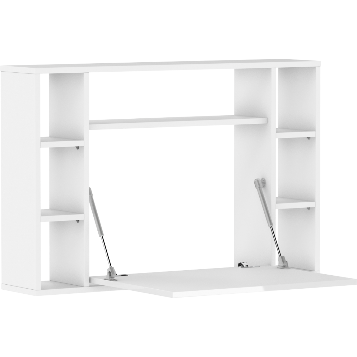 Bim Furniture - Bureau mural pliant Muse avec étagères blanc mat / blanc brillant - Bureaux