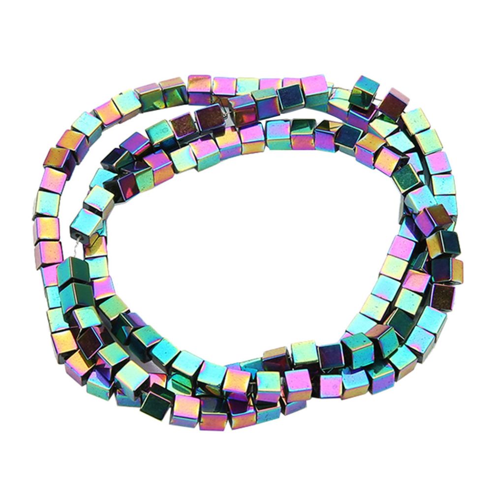 marque generique - 1 brin de hématite carré en vrac perles pour bracelets collier couleur mélangée - Perles