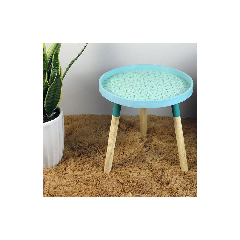 Wewoo - Petites tables basses fraîches modernes rondes en bois accessoires de décoration pour la maison bleu menthe - Bureaux