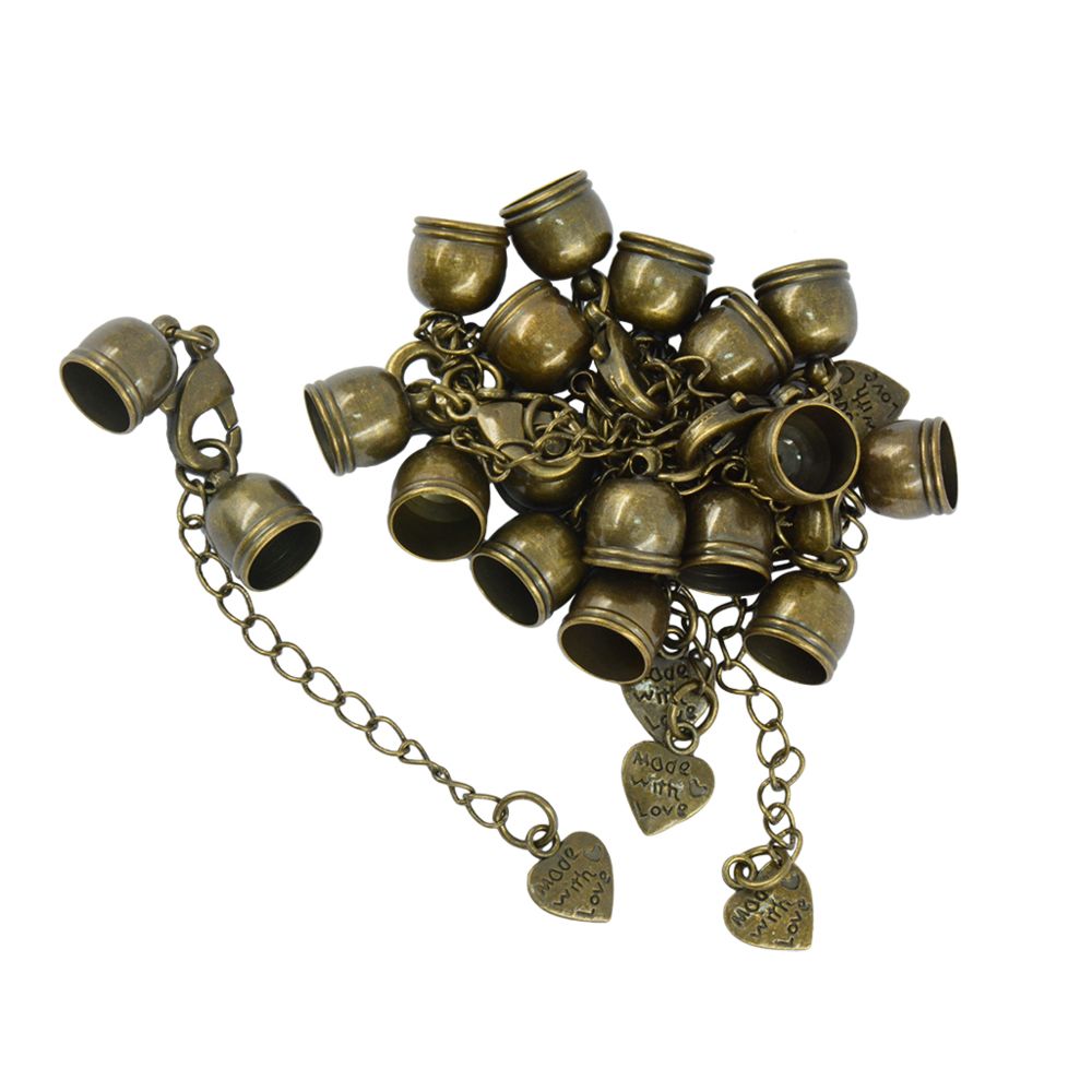 marque generique - Embouts à sertir 10pcs avec fermoir à mousqueton et rallonge en bronze - Perles