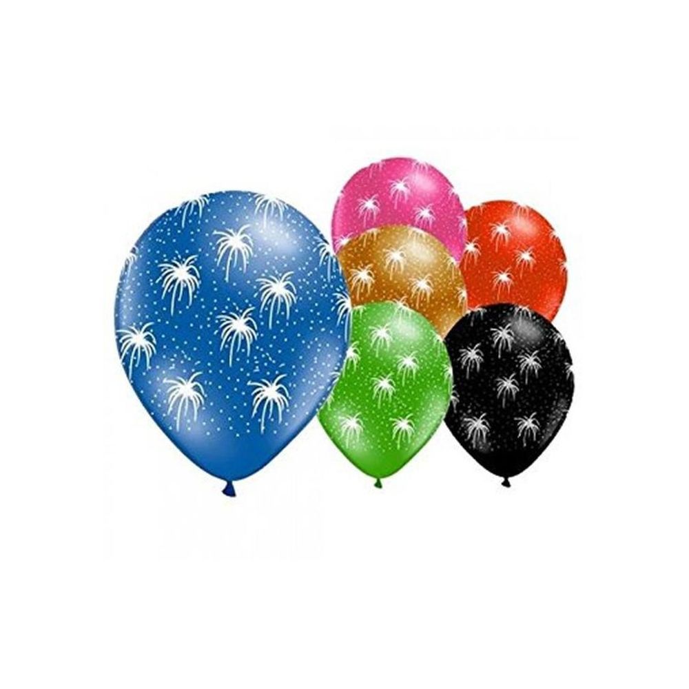 Amscan - Lot de 6 Ballons - Latex - Feux d'artifice - Imprimé tous côtés - Jeux de balles