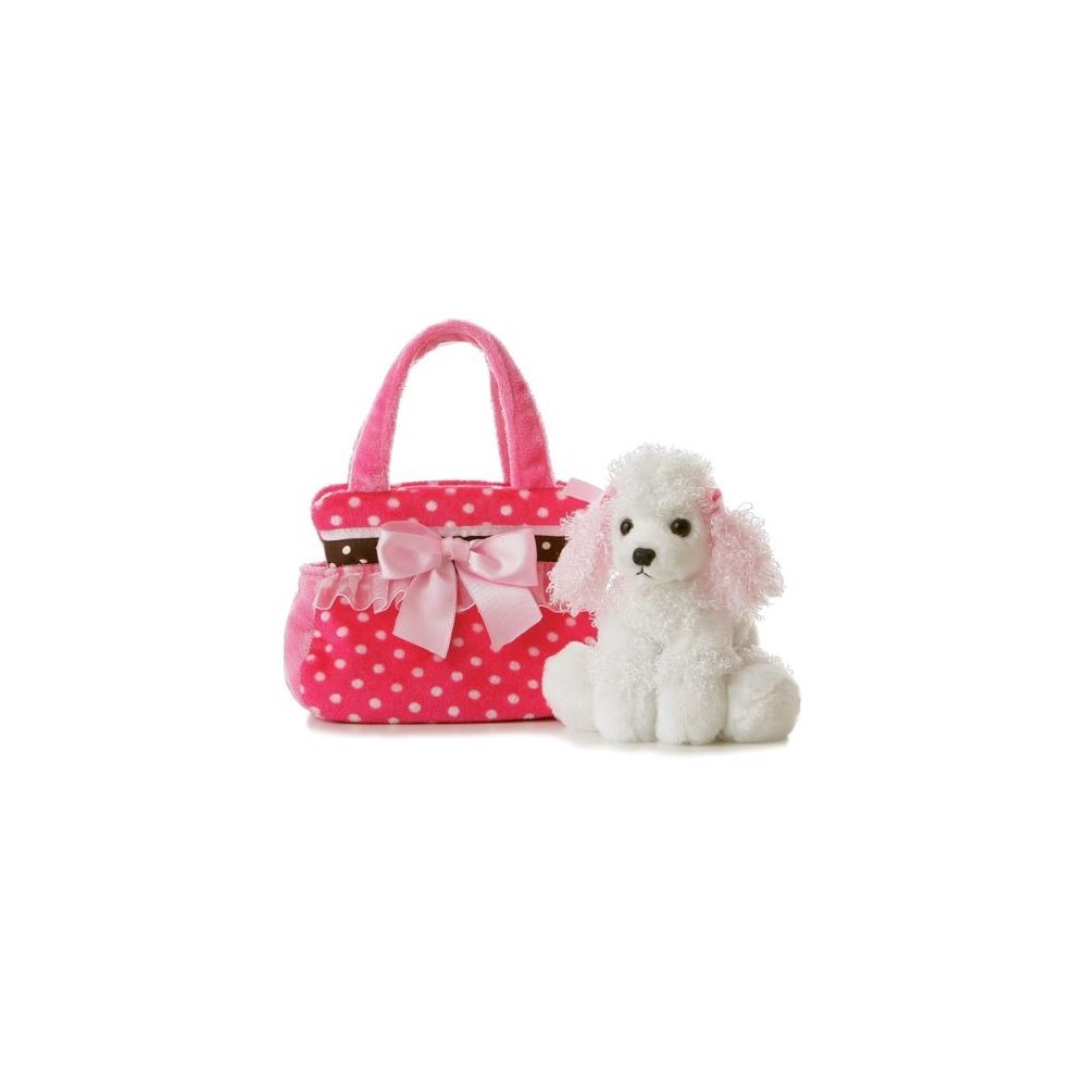 Aurora World - Aurora World Fancy Pals Plush Pink Polka Dot Purse Pet Carrier with Dog - Ours en peluche