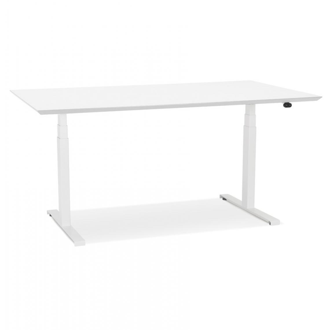 Alterego - Bureau assis-debout électrique 'BIONIK'avec plateau en bois et métal blanc - 150x70 cm - Bureaux
