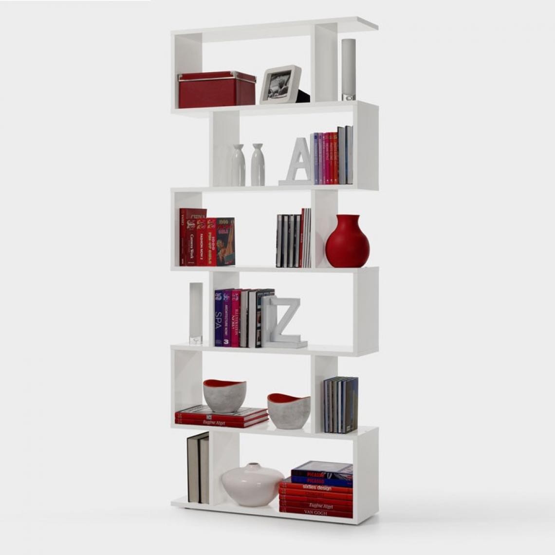 Webmarketpoint - Bibliothèque blanche de meubles de salon de bureau cm 80 x 25x 192 h - Bureaux