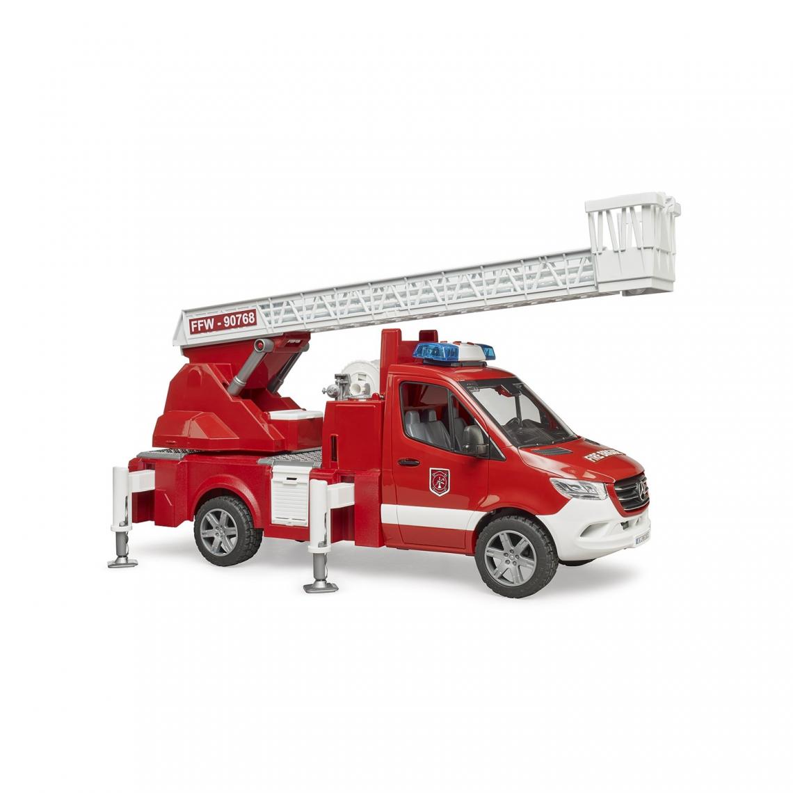 Bruder - Bruder 02673 - Camion pompier Mercedes Benz Sprinter avec échelle, pompe à eau et module son et lumière - Voitures