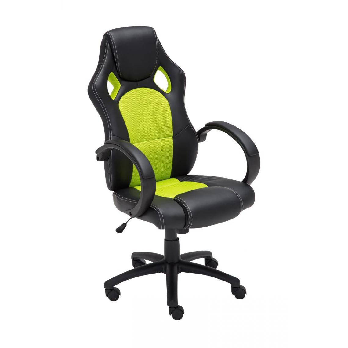 Decoshop26 - Fauteuil chaise de bureau confortable hauteur réglable en similicuir vert BUR10162 - Bureaux