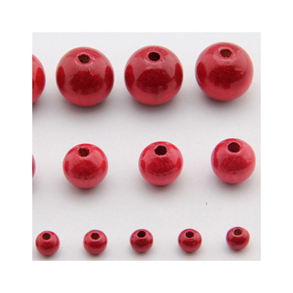 marque generique - 50pcs rond en bois perles diy bijoux collier artisanat faisant 20mm rouge - Perles