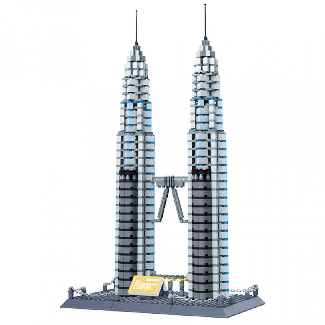 Generic - Jouet de construction Architecture urbaine WangGe Tour Kuala lamper pétrole 29 * 29 * 49 cm -Argent - Briques et blocs