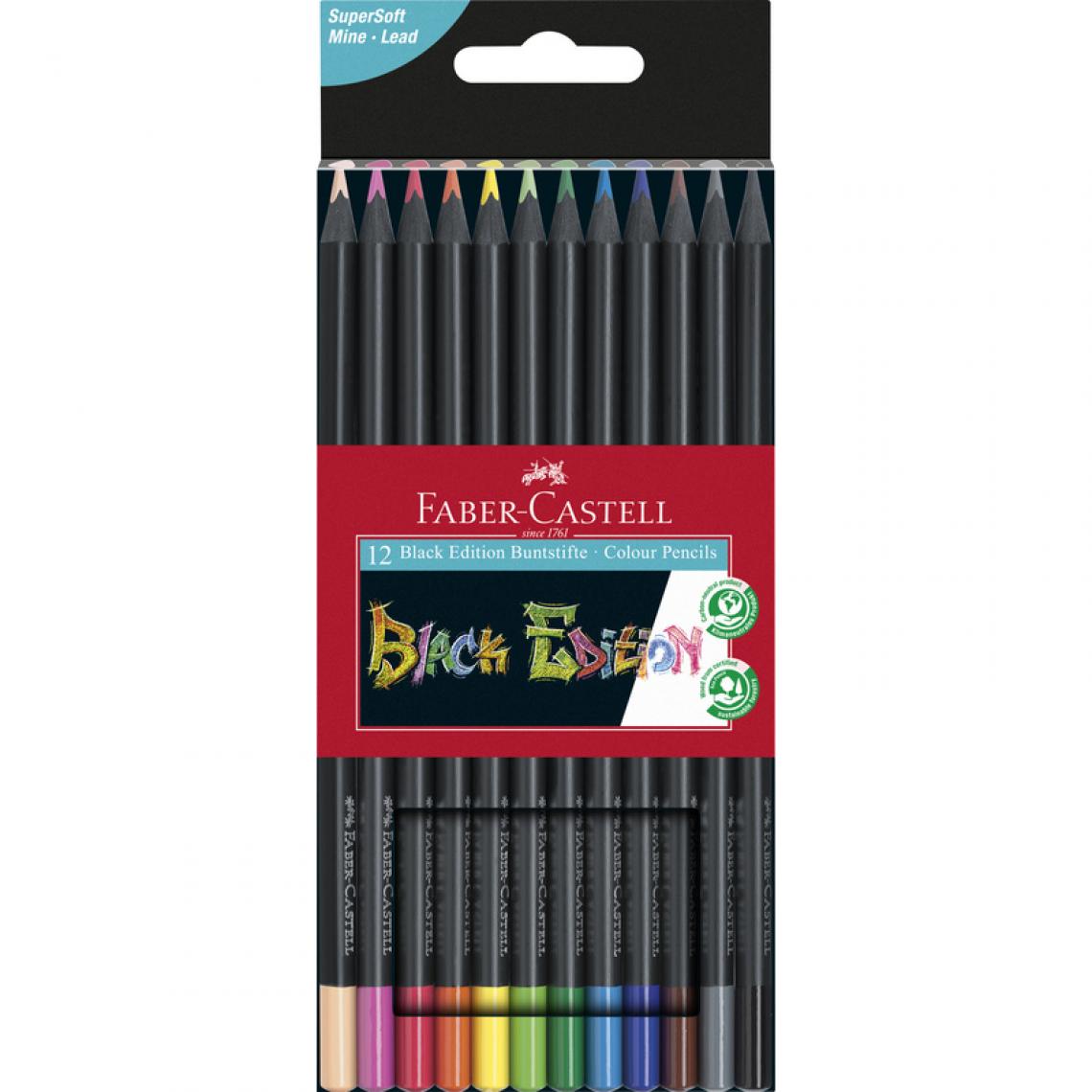 Faber-Castell - FABER-CASTELL Crayon de couleur Black Edition, étui de 12 () - Bricolage et jardinage