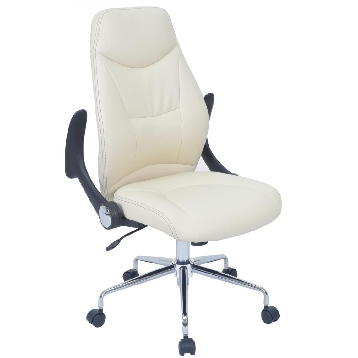 Pegane - Fauteuil de bureau en métal coloris blanc mat - 64 x 108,5 x 66 cm - Sièges et fauteuils de bureau