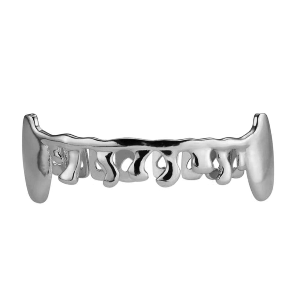 marque generique - Brillant hip hop dents grilles creuse accessoire or blanc plaqué or 18 carats - Perles