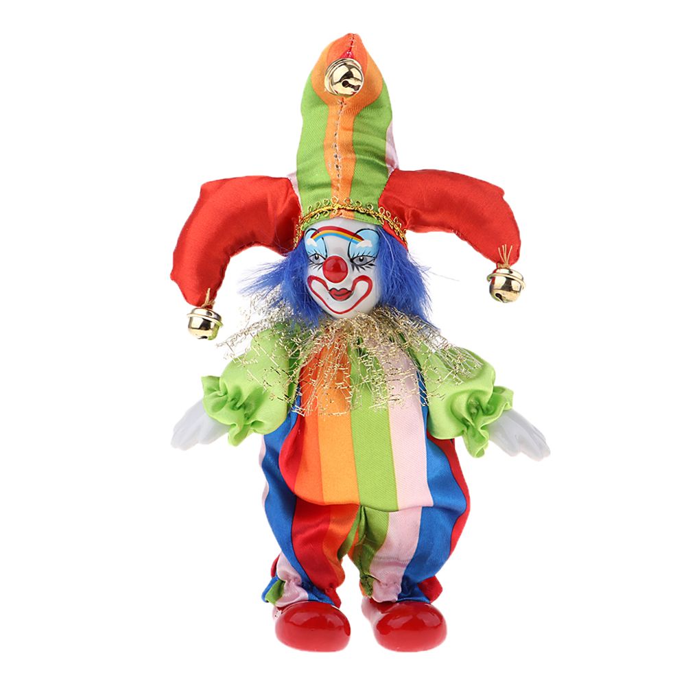 marque generique - Poupée en porcelaine de clown drôle de 6 pouces en cadeau d'artisanat de costume coloré # 4 - Poupons