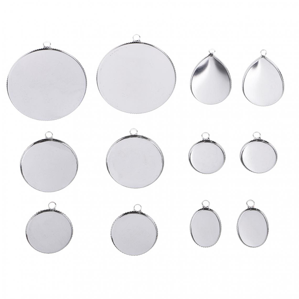 marque generique - 12 pièces mixtes plateaux à pendentifs blancs lunette cabochon sertissage de bijoux base mix 2 - Perles