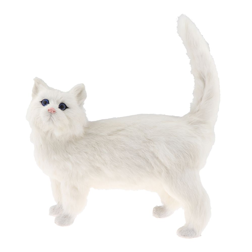marque generique - Lifelike chat chaton modèle fourrure Pet Home Decor enfants jouets cadeaux blanc - Animaux