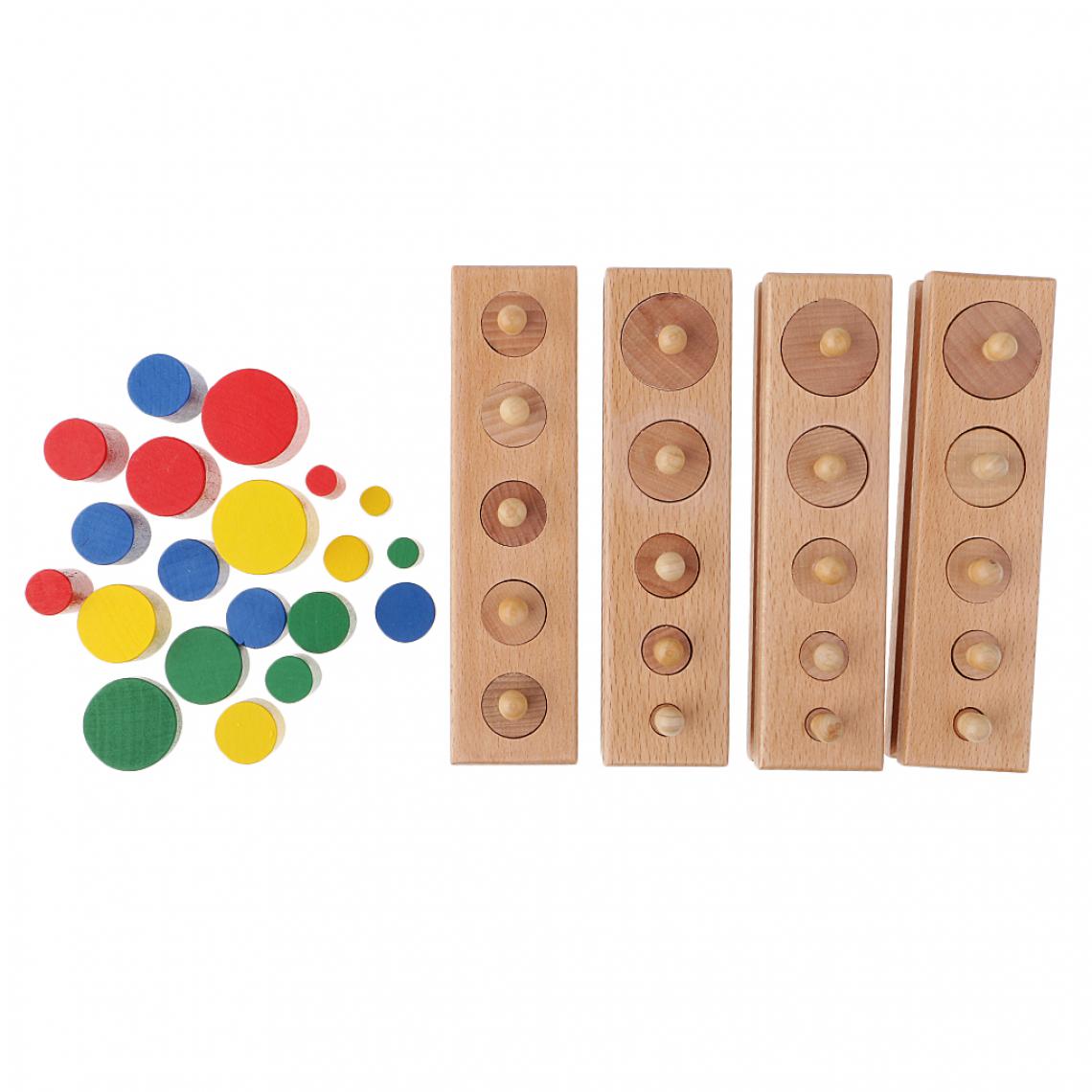 marque generique - 4pcs Coloré Montessori Jouet en Bois Cylindre Blocs Début Développement Educatif Cadeau d'Enfant Bébé - Jeux éducatifs