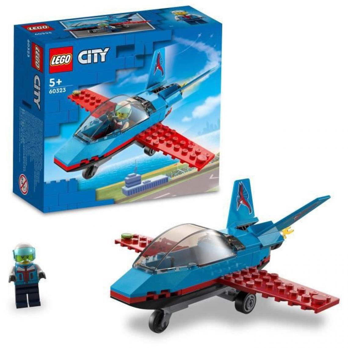 Lego - LEGO 60323 City Great Vehicles L'Avion de Voltige, Idées de Cadeau Jouet pour Enfants des 5 Ans avec Minifigure Pilote - Briques Lego