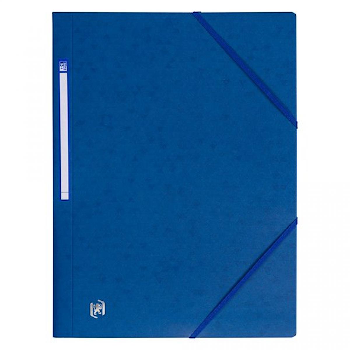 Oxford - Chemise à élastique 3 rabats Oxford 24 x 32 cm dos 3 cm - - bleues foncées - Lot de 10 - Accessoires Bureau
