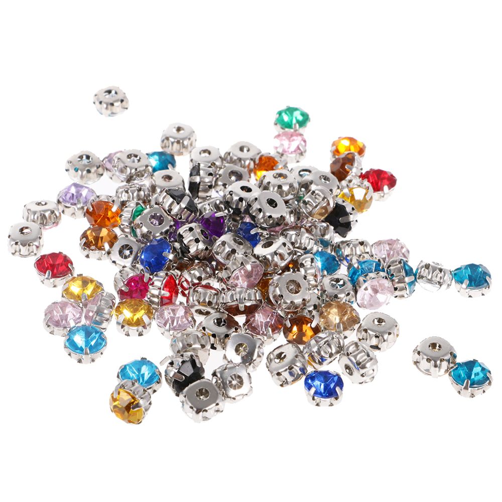 marque generique - 100 Pièces Coudre On Diamante Cristaux Acrylique Rhinestone Embellissement 8mm - Perles