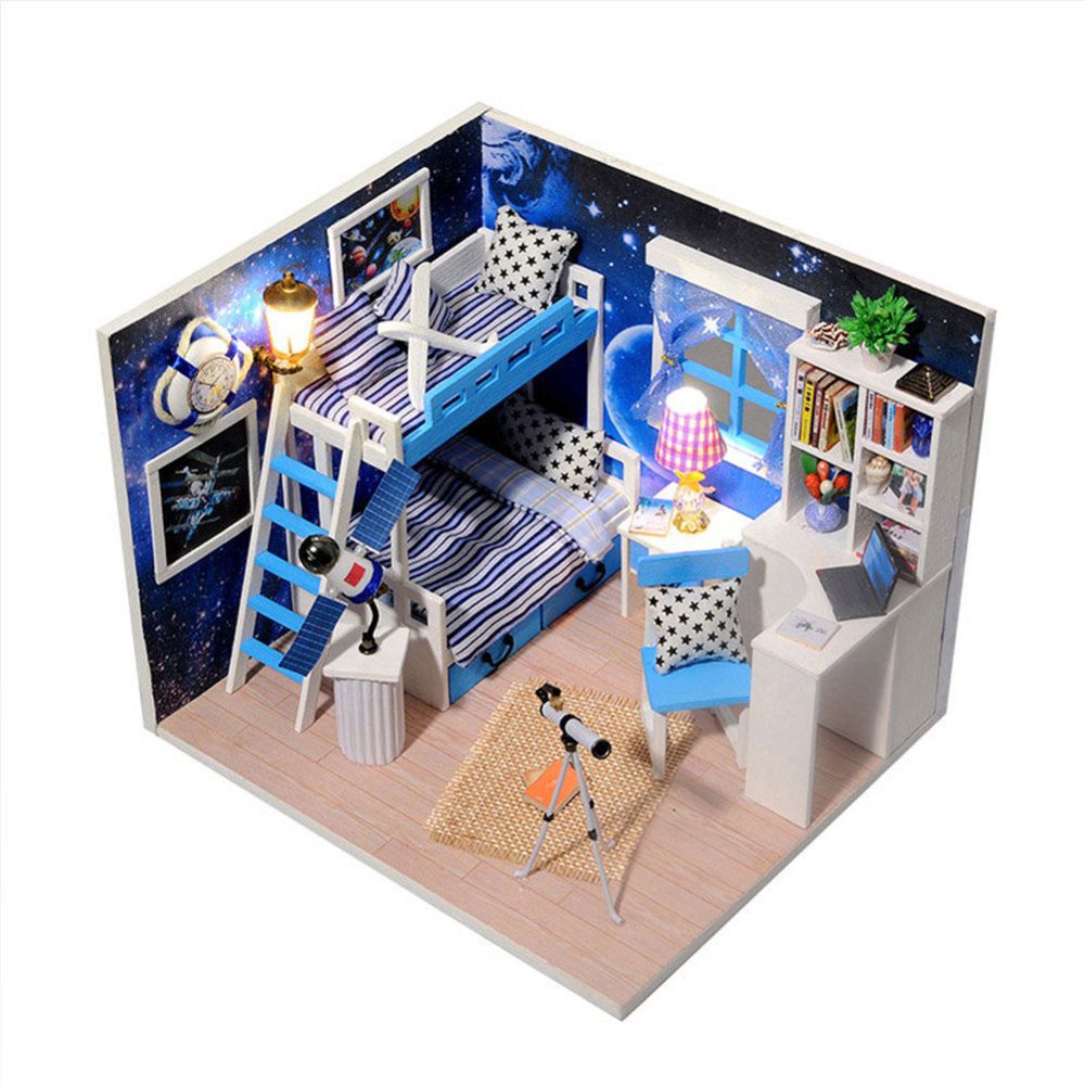 Iie Create - Miniature bricolage maison de poupée Kit Chambre jeune fille avec lumière et boîte musique - Briques et blocs
