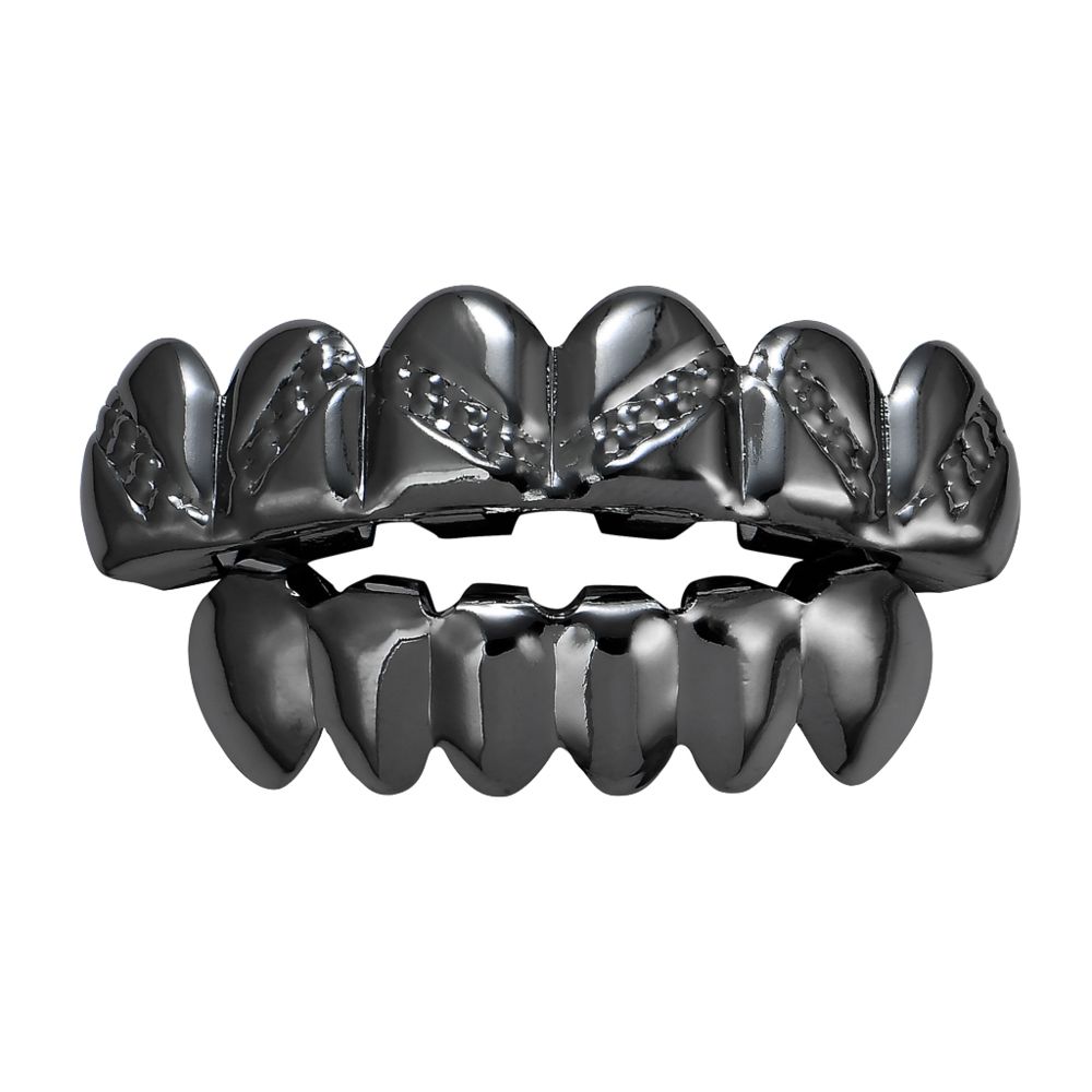marque generique - Grilles de dents haut / bas 18K Hip-Hop pour Costume d'Halloween Cosplay Noir - Perles