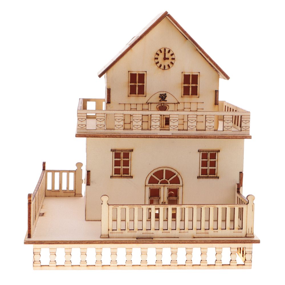 marque generique - Maison en bois 3d bâtiment modèle de villa avec lumières led colorées décoration de maison - Accessoires et pièces