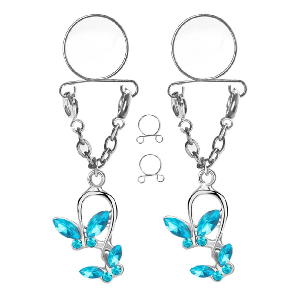 marque generique - Anneau De Mamelon Papillon Pinces à Mamelon Réglables Bijoux De Corps Bleu Ciel - Perles